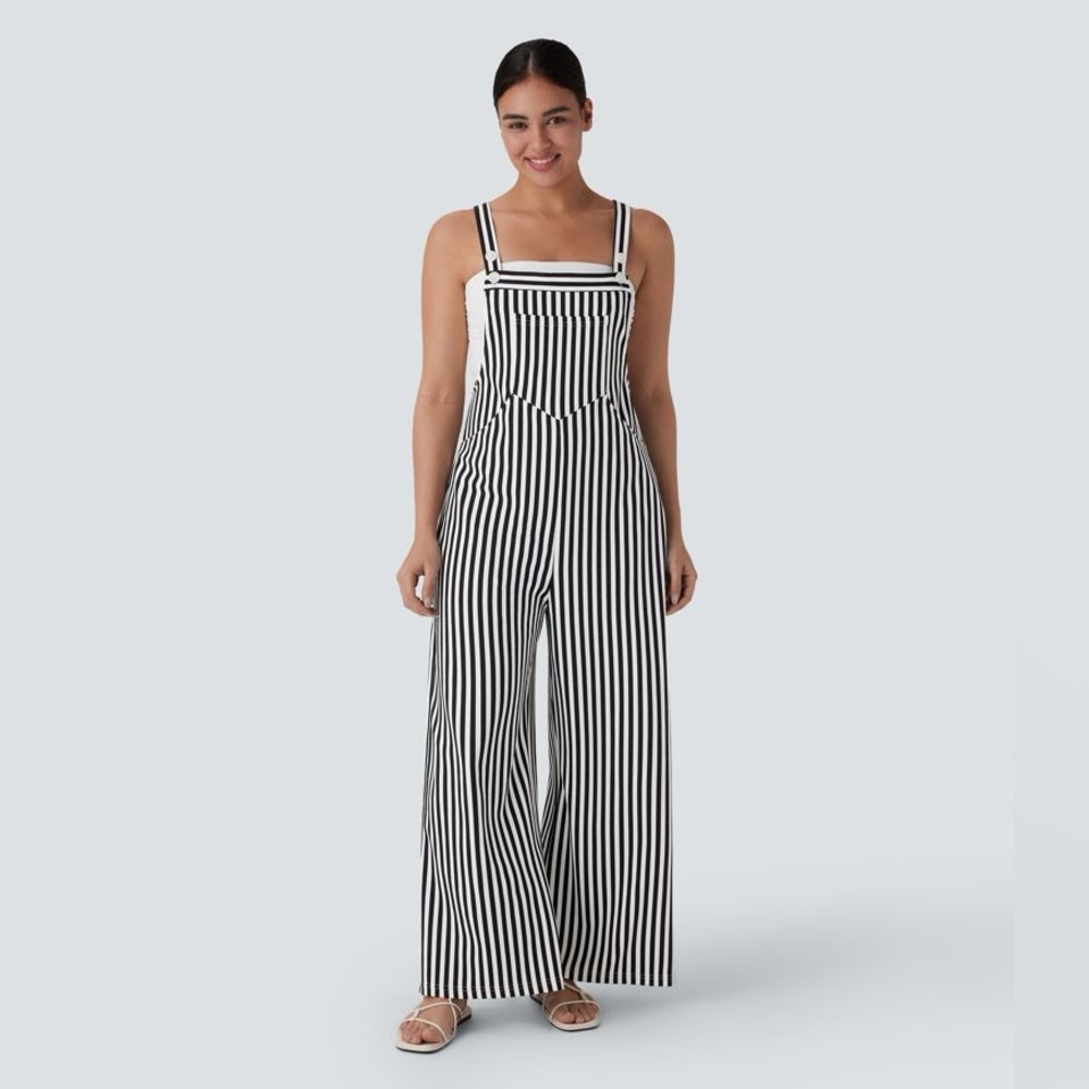 Halara Black and White Striped Women's Jumpsuit - Medium